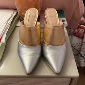 Avec Les Filles a story told by Joyce Azria rose gold & silver mules/heels
